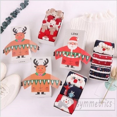 クリスマスソックス モコモコ 靴下 ポカポカ 専用box付 ソックス 3足組み合わせ 防寒 記念日 セット 贈り物 サンタクロース サンタ靴下 通販 Lineポイント最大get Lineショッピング