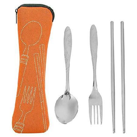 Dilwe Flatware Set, Portable Camping Utensil Set Including Chopsticks Fork Spoon with Storage for Hiking Travel Home Kitchen Hotel Restaurant Mountain