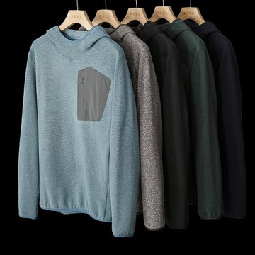 長鳳洲出品 APX速暖鎖溫科技面料春季戶外運動連帽套頭抓絨衛衣男