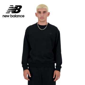 【New Balance】 NB 螺紋拼接棉質長袖上衣_男性_黑色_MT41506BK