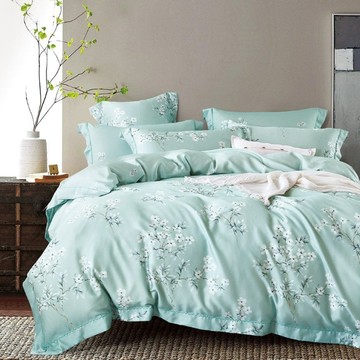 Prawear 巴麗維亞 40支100%萊賽爾天絲兩用被床包組  雙人  花語露綠