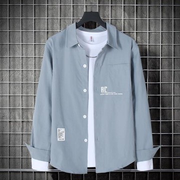 痞帥襯衫男港風大碼春秋季長袖襯衣學生帥氣寸衫外套男潮流上衣服