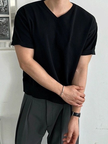 【Metanoia】🇰🇷韓製 簡約V領短版短袖針織衫