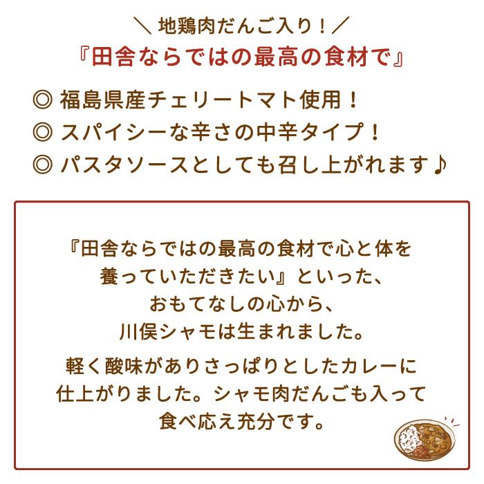 福島県・あぶくま地鶏 川俣シャモ トマトカレー〈中辛〉×2箱*　お土産　おみやげ　グルメ　福島郷土料理　非常食　送料無料