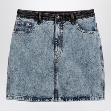 Rotate Birger Christensen Patchwork Mini Skirt In Denim
