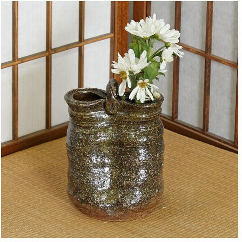 信楽焼 花瓶 花入れ ビードロ 高さ４２cm - 花瓶