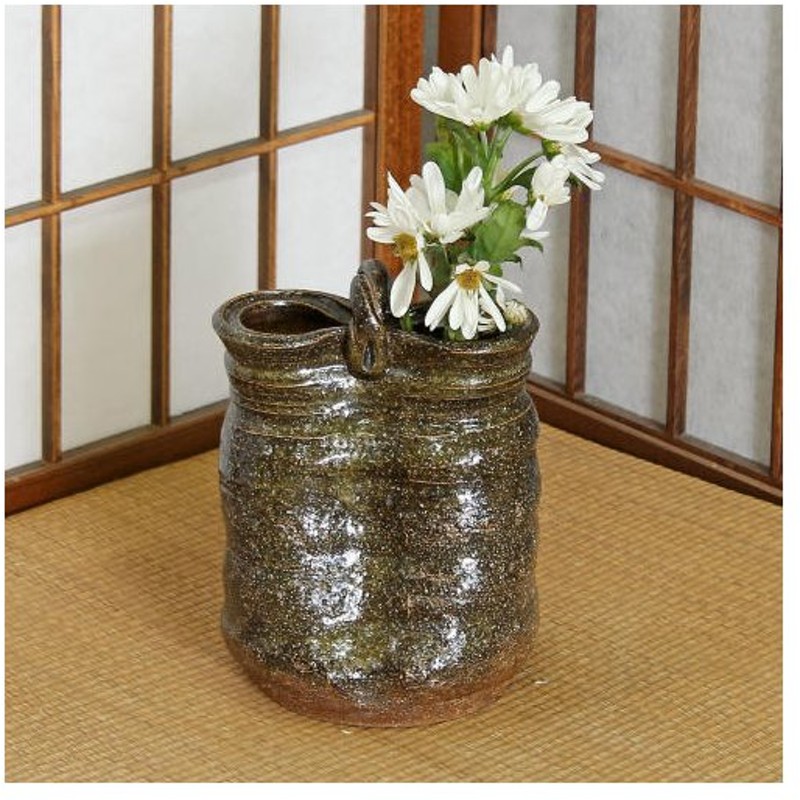 信楽焼 花瓶 花入れ ビードロ 高さ４２cm - 花瓶