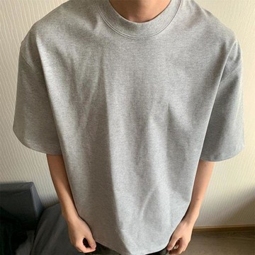 260g重磅t恤夏季純色白色短袖男女潮流ins純棉寬鬆日系圓領打底衫 寬短T 短版T 寬短素T 寬鬆 落肩T桖 男女短袖