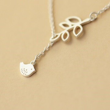 925純銀項鍊 吊墜-清新可愛小鳥樹枝母親節情人節生日禮物女飾品73gj109【獨家進口】【米蘭精品】