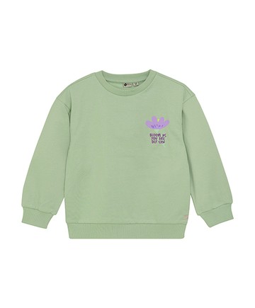 如花綻放綠色內刷毛長袖上衣86cm