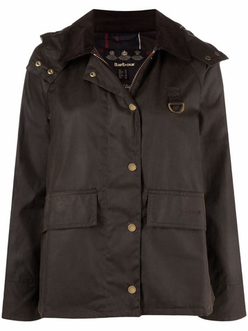 Barbour - Avon wax-cotton hooded jacket - women - Cotton/Cotton/Polyester - 12 - Green