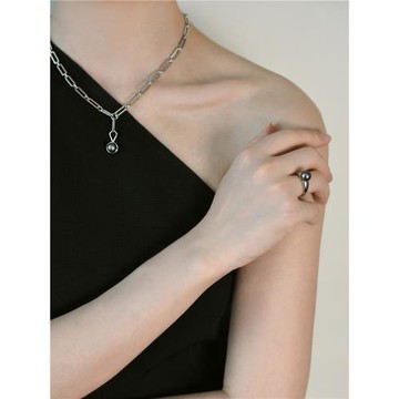 L.Bardeen大溪地灰海水珍珠項鏈純銀新款鎖骨頸鏈輕奢送女友禮物