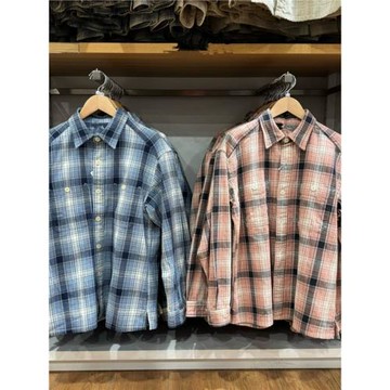 日系男裝女裝2025春季竹節棉格子襯衫長袖薄外套480299 480300