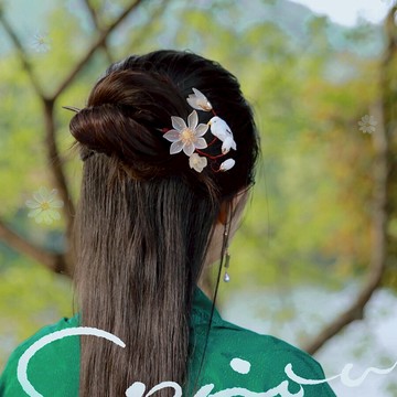 亭素 蘭亭別院原創設計玉蘭花鳥黑檀木發簪子日常旗袍盤發漢服釵