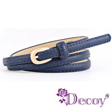 【Decoy】秋色皮紋＊刷霧仿真皮細皮帶/深藍