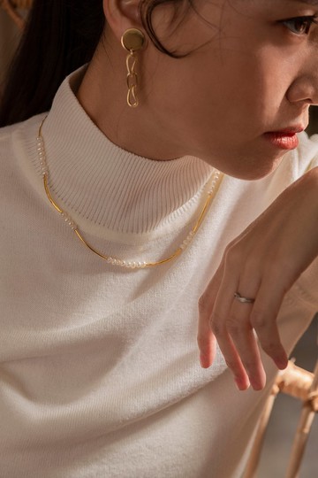 才德的女子 - 金邊珍珠項鍊_18K鍍金配件 生日項鍊 伴娘禮