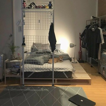 頂天立地置物架伸縮桿網格架屏風家用室內隔斷晾衣架免打孔涼衣架