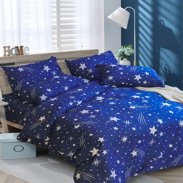 Blue Cat 藍貓 印花枕套 床包組  45 x 75cm  藍色  4件