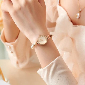 聚利時新款小清新輕奢珍珠混搭氣質女生簡約手鏈百搭石英手表1372
