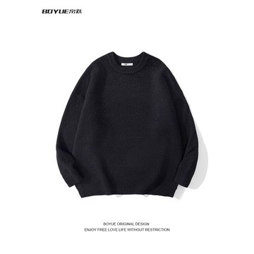 BOYUE帛躍日系簡約基礎款純色毛衣落肩休閑打底百搭男女針織衫潮