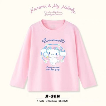 【臺灣-出貨】💥三麗鷗玉桂狗女童長袖T恤兒童春秋純棉薄款打底衫大耳狗中童上衣秋冬百搭長袖T恤純棉 DPRK