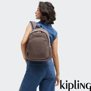 Kipling 木質棕上方拉鍊後背包-DELIA