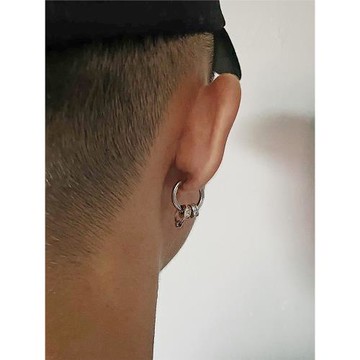 SAZ 2024新款網紅鑲鉆鈦鋼簡約風高級耳釘男女嘻哈耳環街頭耳圈潮