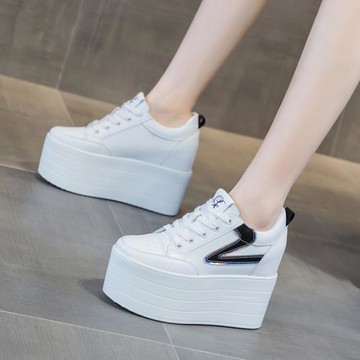 松糕小白鞋2023新款厚底超高跟12公分內增高女鞋韓版休閑單鞋百搭