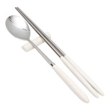 Willive 304不鏽鋼 Amos 粉彩湯筷組  湯匙+筷子  1組  象牙白