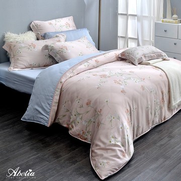 【Great Living格蕾寢飾】英國Abelia 暖暖春風 加大天絲木漿纖維四件式兩用被床包組