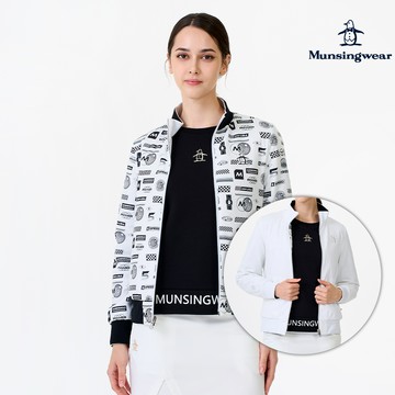 【Munsingwear 企鵝】女款白色立領雙面穿鋪棉外套 MLWL6601