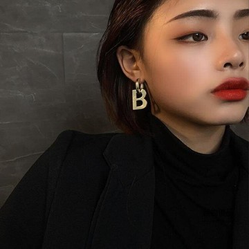 B字夸張耳飾輕奢成熟耳環耳扣女小眾【聚物優品】