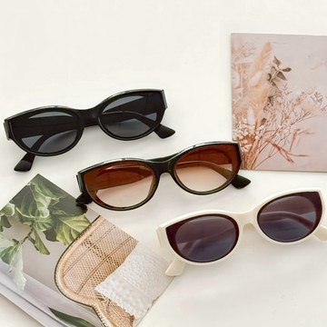 【SKART現貨3色新品】貓眼感小框茶色灰色鏡片造型眼鏡🔥橢圓眼鏡 透明框 平光眼鏡 黑框無度數眼鏡 小臉眼鏡 素顏眼鏡