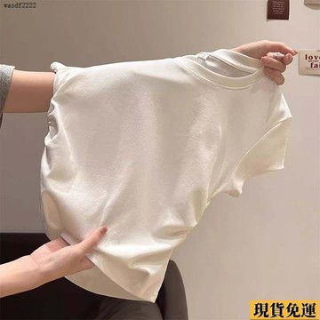 ✨臺灣發✨ 【J-Girl】100%純棉240G正肩收腰圓領  短袖  t恤女 夏季 褶皺內搭修身 上衣
