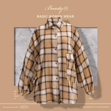 韓系撞色格紋長版襯衫