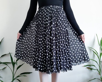 HANAE MORI 半身裙 圓點蝴蝶印花百褶分層半身裙 尺寸 40 M 碼