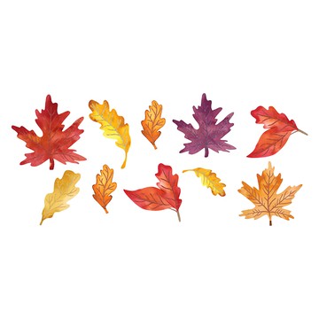 SUPER PARTY 派對城 裝飾紙卡 Set 10 Leaves Mini Glitter Cutout 紙製品  楓葉  1包