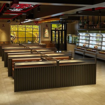 網紅餐廳長虹玻璃鐵藝定制火鍋店燒烤店餐飲店半截餐廳隔斷圍欄 h7221