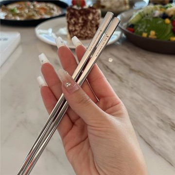 【老板娘自用】小怪獸 316不銹鋼長筷子24.5CM中空方筷子防滑防滾