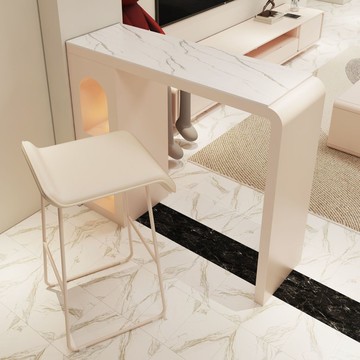 桌家用奶油風巖板長條桌客廳沙發隔斷休閑吧臺一體陽臺高腳桌203Y 公司貨