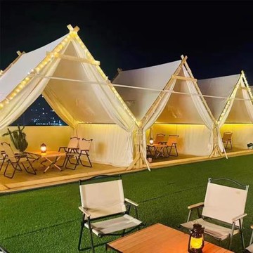 戶外網紅三角木屋餐飲帳篷飯店露營野五角金字塔農家樂燒烤帳篷