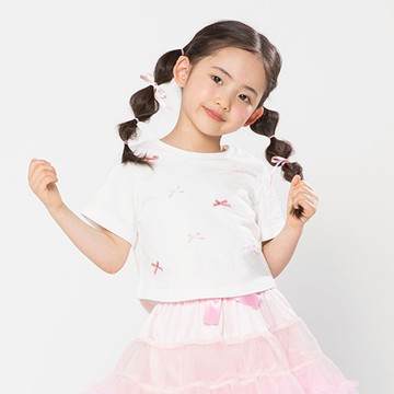 韓國 OZKIZ - 格紋蝴蝶結飾短袖上衣-白