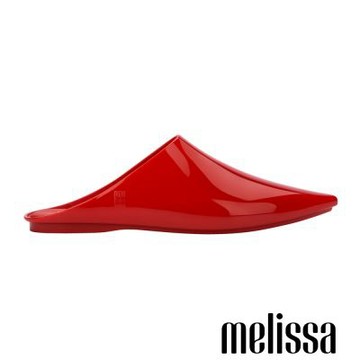 Melissa-簡約尖頭平底穆勒鞋-紅色