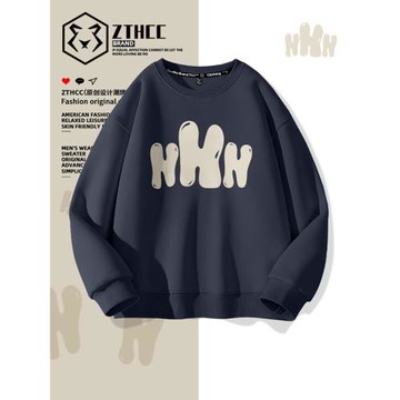 美式潮牌衛衣男士加絨秋季圓領上衣新款潮流寬松長袖男青少年外套