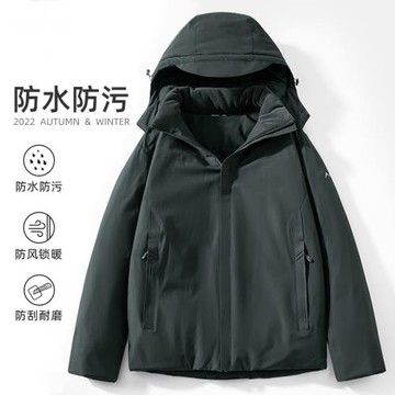 羽絨服男秋冬季戶外三防加厚寬松工裝大碼沖鋒衣胖子加肥加大外套