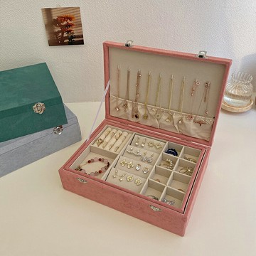 裝耳環的收納盒高級感精致漂亮的收納盒珠寶項鏈梳妝盒