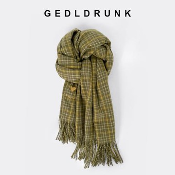 文藝小格子圍巾女冬季愛心可愛學生2025新款百搭高級感韓版保暖