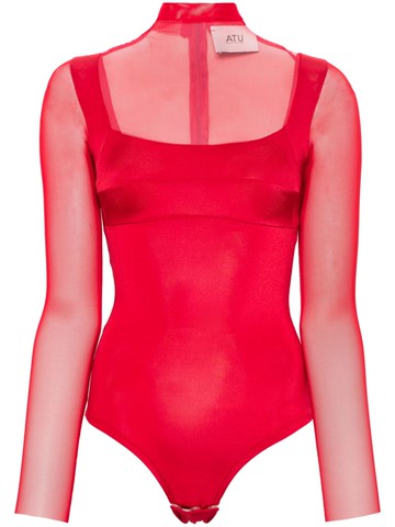 Atu Body Couture - mesh-panelling bodysuit - women - Polyester/Recycled Polyester/Spandex/Elastane - S - Red