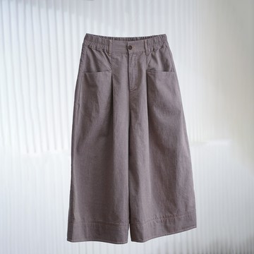 純棉鬆緊腰雙褶寬褲911390