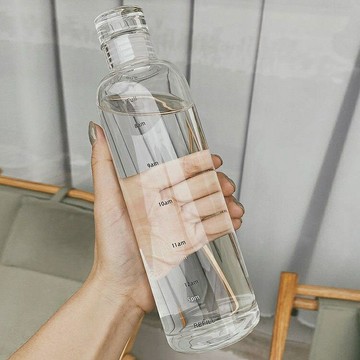 免運 水杯 飲水杯 保溫水壺 運動水杯 出行水杯 旅行水壺 玻璃水杯小紅書同款時間刻度夏季高顏值ins風男女便攜大容量杯 特價出 可開發票
